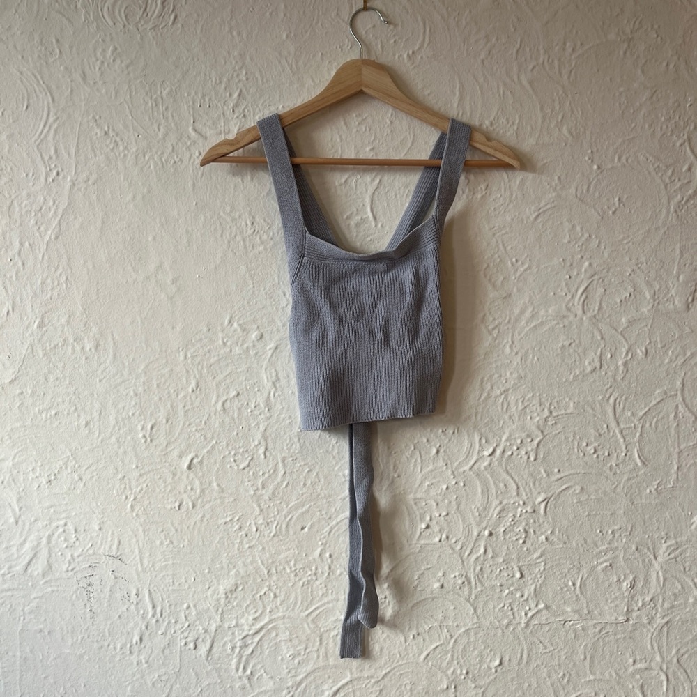 Wilfred Blue Gray Ribbed Crop Top